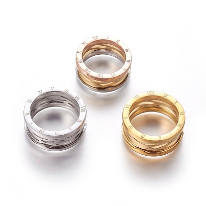 304 Stainless Steel Finger Rings, Ring with Roman Numerals