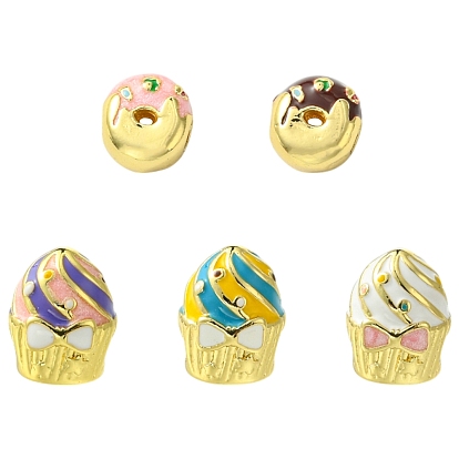 5 шт. 5 стили подставка для пончиков и тортов покрытие латунные эмалевые бусины, без кадмия и без свинца, долговечный, реальный 18 k позолоченный