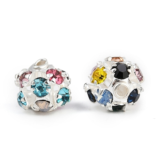 Латунные бусины со стразами , металлический черный , 6 мм, отверстие : 1 мм