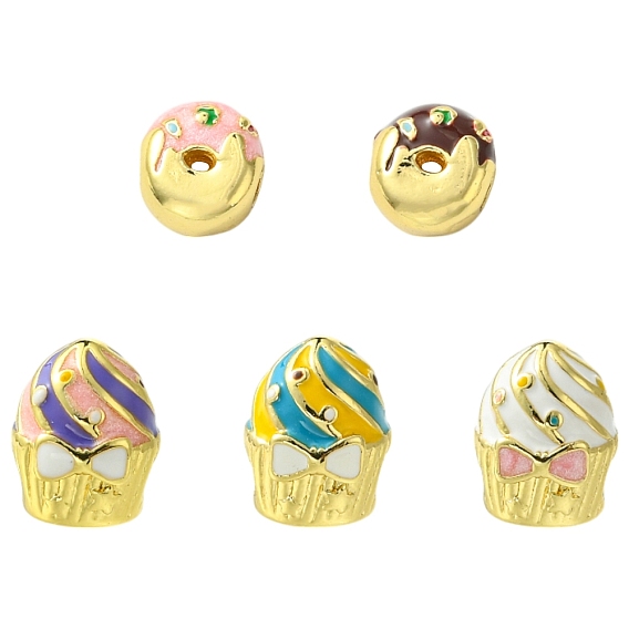 5 шт. 5 стили подставка для пончиков и тортов покрытие латунные эмалевые бусины, без кадмия и без свинца, долговечный, реальный 18 k позолоченный