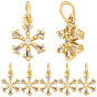 10 шт. Покрытие стойки латунью микропаве прозрачные подвески из кубического циркония, долговечный, с прыжковых колец, без свинца и без кадмия, снежинка, на Рождество