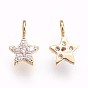 Brass Micro Pave Cubic Zirconia Charms, Nickel Free, Real 18K Gold Plated
, Star