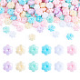 200Pcs UV Plating Opaque Acrylic Beads, Iridescent, Flower