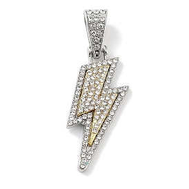 Alloy Rhinestone Pendants, Lightning Bolt Shapes