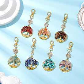 Чакра натуральные и синтетические драгоценные камни бусины и сплав древо жизни подвески украшения, с поворотными застежками когтя омара