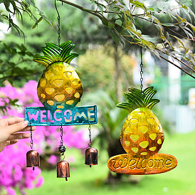 Pineapple welcome brand wind chime pendant creative stained glass garden outdoor wrought iron metal hanging decoration decoration