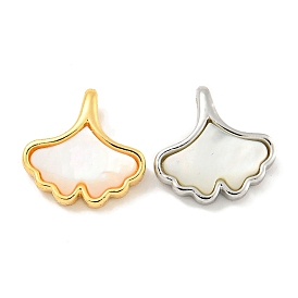Natural Shell & Brass Gingko Leaf Charms
