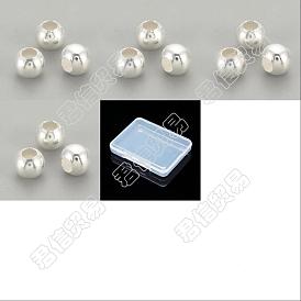 40Pcs 4 Style 925 Sterling Silver Beads, Round