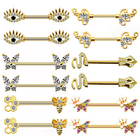 316l хирургические кольца для сосков из нержавеющей стали с микропрорезью из кубического циркония