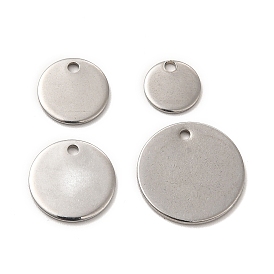 304 Stainless Steel Charms, Flat Round Charm