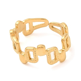 304 Stainless Steel Hollow Open Cuff Rings for Women, Rectangle