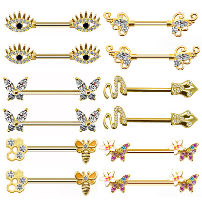 316l хирургические кольца для сосков из нержавеющей стали с микропрорезью из кубического циркония