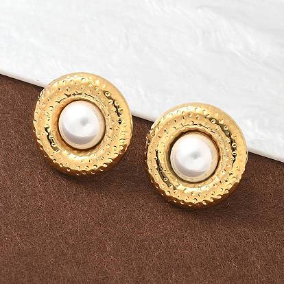 304 серьги-гвоздики из пластика и нержавеющей стали, плоско-круглые