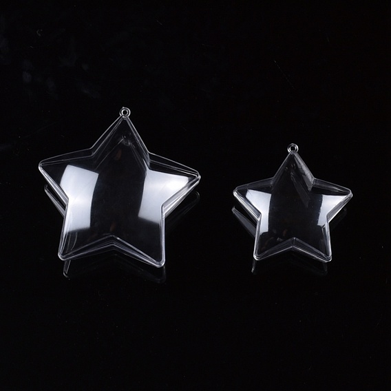 Openable Transparent Plastic Pendants, Fillable Plastic Bauble Christmas Ornament, Star