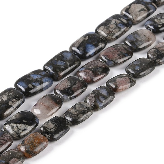 Бусы из натурального глаукофана, прямоугольные