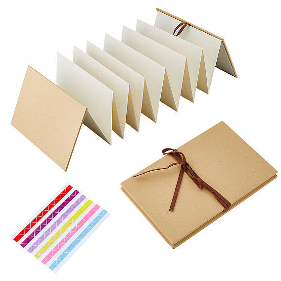 Álbumes de recortes de bricolaje, Álbumes de fotos de papel con páginas plegables para órganos, Con pegatinas y cinta para recuerdo., Rectángulo