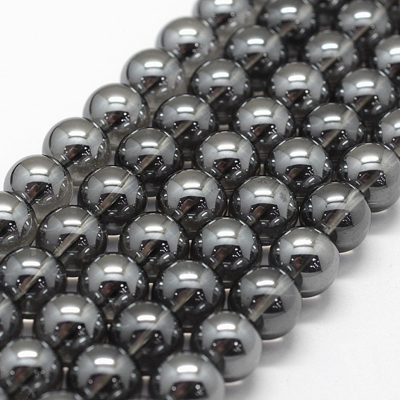 Electroplated Natural Quartz Crystal Beads Strands, Round