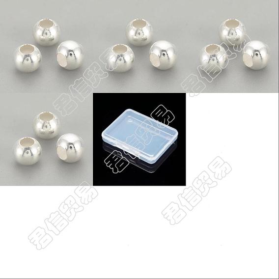 40Pcs 4 Style 925 Sterling Silver Beads, Round