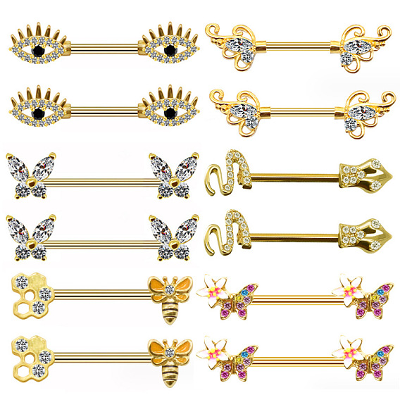 316l хирургические кольца для сосков из нержавеющей стали с микропрорезью из кубического циркония