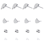 304 Stainless Steel Stud Earring Findings, with Loop, 304 Stainless Steel & Plastic Ear Nuts