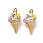 304 Stainless Steel Enamel Pendants, Ice Cream Charms, Ion Plating(IP)