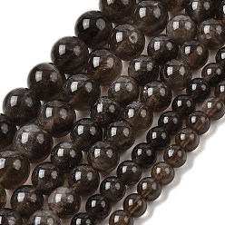 Природный дымчатый кварц нитей бисера, круглые, класса AB