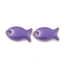 Brass Enamel Charms, Real 18K Gold Plated, Fish Charm