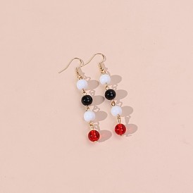 Серьги-подвески из круглой бусины из сплава и пластика