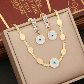 Unique Stainless Steel Eye Necklace Set for Women - Chic Collarbone Chain N1161