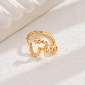 Unique European and American Brass Heart Hollow Ring for Women