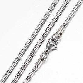 304 collares de cadena de serpiente de acero inoxidable, con cierre de langosta