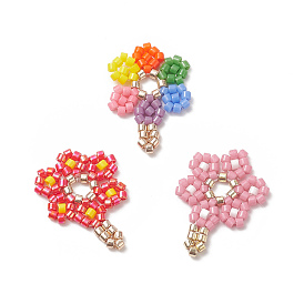 Handmade Loom Pattern MIYUKI Seed Beads, Flower Pendants