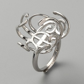 Компоненты регулируется латунные кольца, настройки кольца с цветочным узором для драгоценного камня, жемчужина