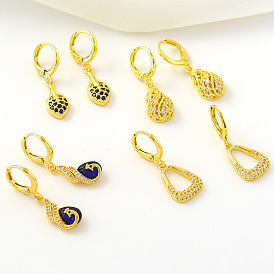 Luxury Geometric Earrings with Sparkling Gems and 18K Gold Plating
