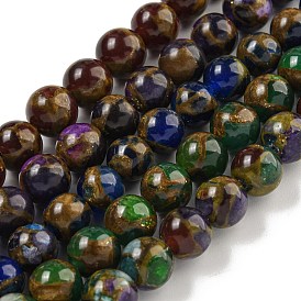 Synthetic Gold Clinquant Stone Beads Strands, Dyed, Round