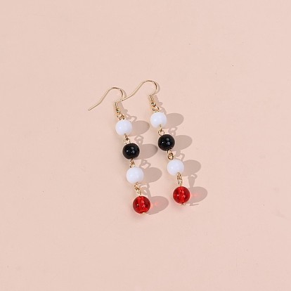 Серьги-подвески из круглой бусины из сплава и пластика