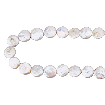 1 нити натуральных бусин из жемчуга Кеши, культивированный пресноводный жемчуг, барочный жемчуг, плоско-круглые