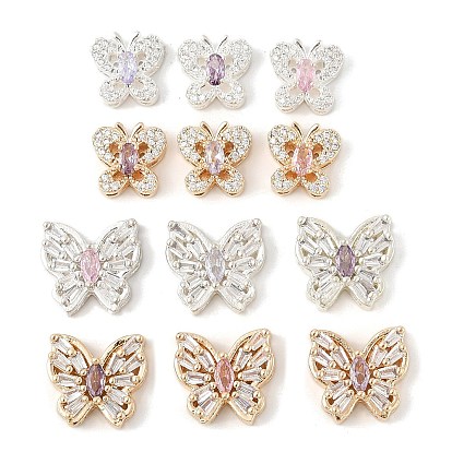Латунные микро проложить кубического циркония бусы, бабочка, без свинца и без кадмия, долговечный