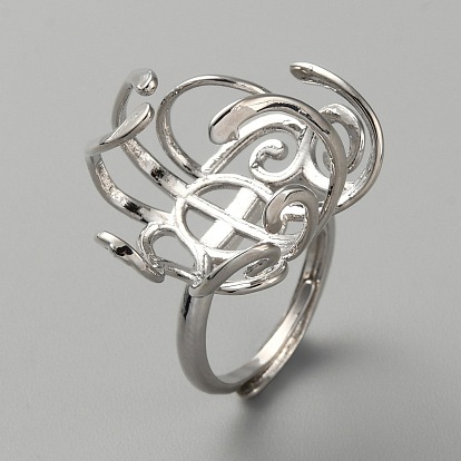 Компоненты регулируется латунные кольца, настройки кольца с цветочным узором для драгоценного камня, жемчужина