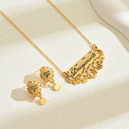 Комплект из серег и ожерелий с полыми буквами из сплава для женщин