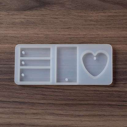 DIY Heart & Rectangle Pendant Food Grade Silicone Molds, Resin Casting Molds, for UV Resin, Epoxy Resin Jewelry Makings