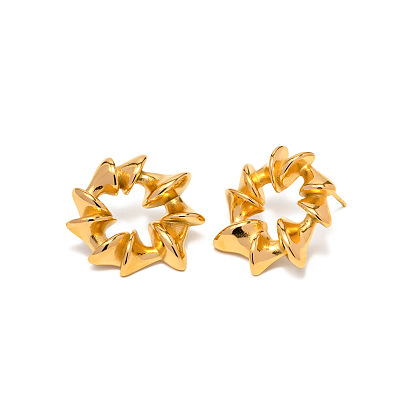 Women's Textured Circular Stud Earrings