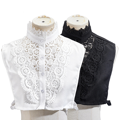 2 pièces 2 couleurs chemise en polyester à faux col amovible, fournitures pour vêtements à faire soi-même