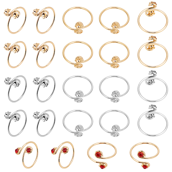 40 шт. 2 цвета латунные перстни со стразами, без никеля 