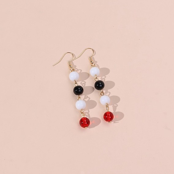 Серьги-подвески из круглой бусины из сплава и пластика