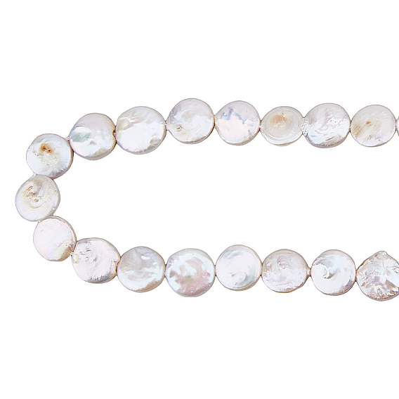 1 нити натуральных бусин из жемчуга Кеши, культивированный пресноводный жемчуг, барочный жемчуг, плоско-круглые