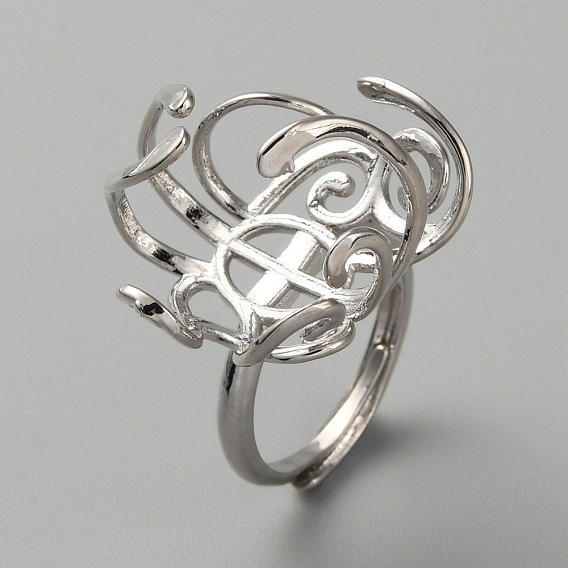 Компоненты регулируется латунные кольца, настройки кольца с цветочным узором для драгоценного камня, жемчужина