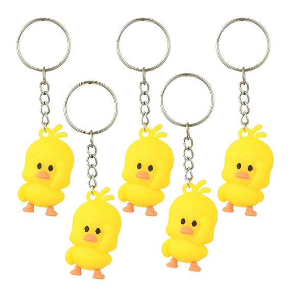 Пластиковый брелок, с железной фурнитурой, утка