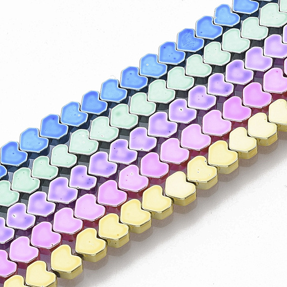 Electroplated Non-magnetic Synthetic Hematite Beads Strands, Heart