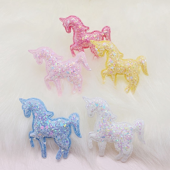 Unicorn PVC Paillette Cabochons, DIY for Hair Accessories
